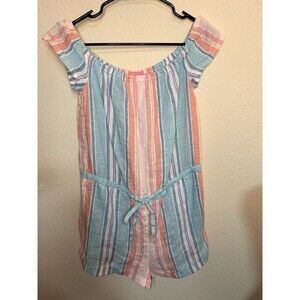 Island Company 100% Linen Beachy Boho Coastal Romper Size Small Vacation